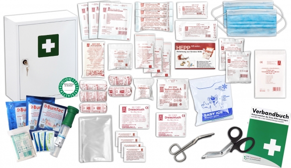 Verbandschrank - MEDISAN A mit Inhalt nach aktueller DIN 13157 inkl. Gastro-Zubehör